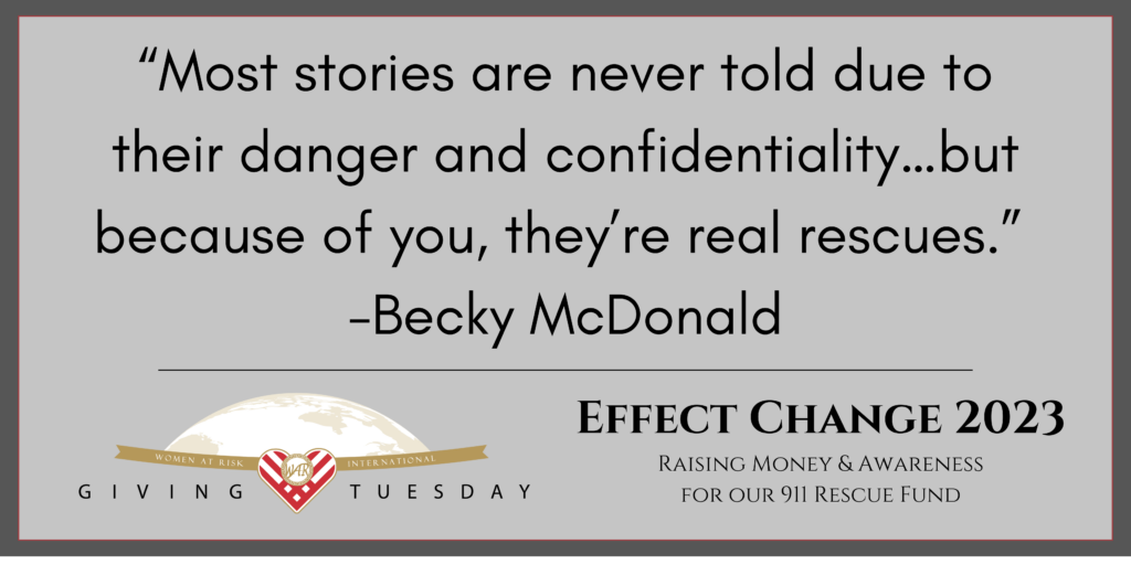 Working to raise donations for Women At Risk, International’s 911 ...